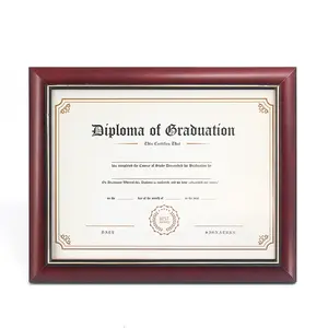 Eco-friendly Wood University Diploma Frame Cherry Certificate Frame Elegant Degree Frame With Gold Trim