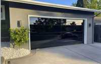 Puerta de Garaje Moderna Automática Corredera de Vidrio Esmerilado Transparente y Aleación de Aluminio BOCHARM con Persiana Enrollable y Característica Impermeable