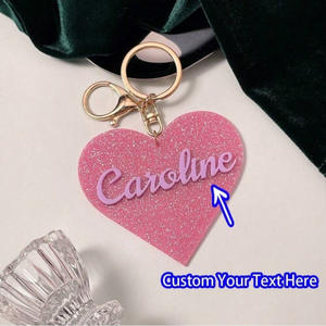 سلسلة مفاتيح مخصصة بشعار شخصي لهدايا الزفاف، قلادة أكريليك على شكل قلب فارغة - Product Image 4