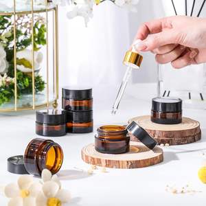 Tarro de Vidrio para Crema Cosmética <span class=keywords><strong>Exfoliante</strong></span> <span class=keywords><strong>Facial</strong></span> y Corporal de 5g 15g 30g 50g 100g con Logotipo Personalizado, Tapa Negra de Rosca, Envases Cosméticos - Product Image 1