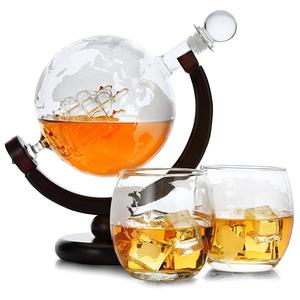 OEM 2021 whisky liquori liquori Decanter decorazione, inciso a forma di globo <span class=keywords><strong>mondo</strong></span> Decanter, supporto in fibra di vetro nave a vela - Product Image 2