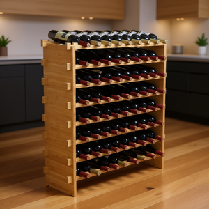 Estante de Bambú Apilable de 8 Niveles para 72 Botellas, Diseño Moderno para Almacenamiento de Vino y Uso en Fiestas, Venta al Por Mayor - Product Image 2