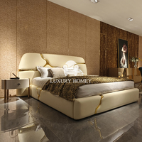 Ensemble de meubles de chambre à coucher de luxe, design italien, lit king size avec rangement