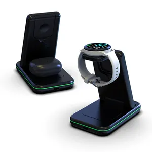 Sensitive 3 in 1 wireless charger foldable charger stand for phone wireless charger 3 in 1 ABS