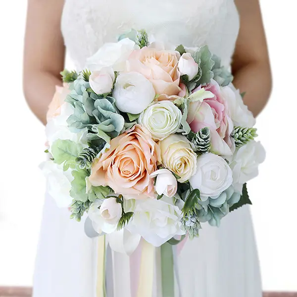 Ourwarm — boule de fleurs pour mariage, stand de photo, bouquet de mariage couleur champagne rose