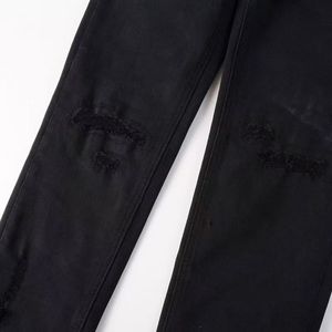 Pantalones de mezclilla negros desgastados de corte ajustado, peso medio, alta calidad, para hombre, estilo urbano, duraderos, lavados - Product Image 3