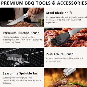 <strong>BBQ</strong> <strong>Tools</strong> Portable <strong>BBQ</strong> Utensils Kit 19 PCS Heavy Duty Stainless Steel <strong>BBQ</strong> Grill Accessories Set with Aluminum Case - Product Image 5