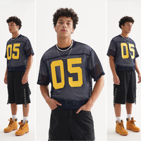 T-shirts pour hommes en maille respirante à séchage rapide avec impression sérigraphique, motif vintage, streetwear, coupe oversize, style sportif, maillot de football pour fans