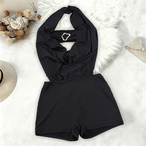 Conjunto de punto sexy con cuello en V y espalda descubierta para mujer, de verano, color liso, ajustado, deportivo, transpirable, ecológico, informal con detalles metálicos - Product Image 6