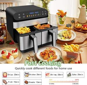 Семейный Размер 9,5qt, двойная воздушная фритюрница, 2 независимых корзины, 10 пресетов, умная безмасляная духовка для быстрой выпечки обезвоживающих блюд - Product Image 6