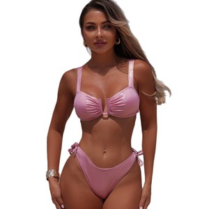 Nouvelle Collection 2026 – Maillot de Bain Deux Pièces Sexy pour Femme – <span class=keywords><strong>Bikini</strong></span> Brillant Couleur Unie - Product Image 5