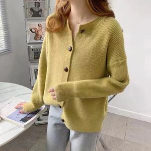 Couleur unie Cardigan <span class=keywords><strong>Pull</strong></span> Femmes Casual Multicolore <span class=keywords><strong>Col</strong></span> <span class=keywords><strong>Rond</strong></span> <span class=keywords><strong>Pull</strong></span> Haute Qualité Tricots Bouton Manteau - Product Image 6