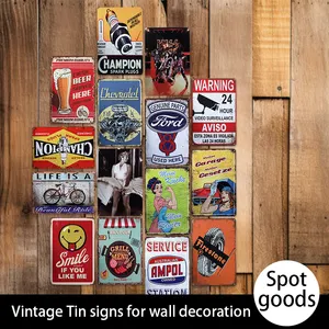 Wholesale Metal Advertising Sign Wall Decorations Retro Style Cola Beer Signs Metal Wall Hanging Plate Vintage Decorative Plaque