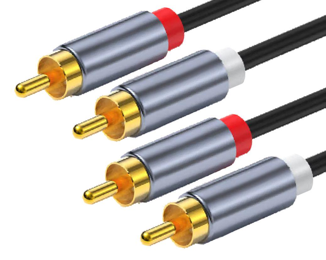 2 RCA/M to 2 RCA/M Stereo Audio Cable, Gold-Plated Dual RCA Cord for Amplifier, Speaker, Turntable, DVD Player, Home Theater