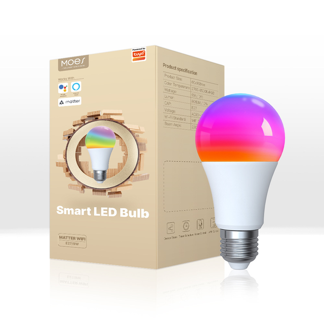 Tuya Matter WiFi Smart Bulb Dimmable Led Light 16 Million RGB Colors E27 Candle Lamp Voice Control Alexa Google Home