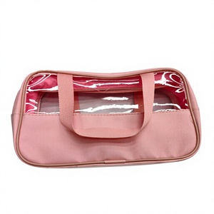 Set di tre borse da bagno lucide in PU patchwork rosa, 6 pezzi per confezione, alla moda - Product Image 2