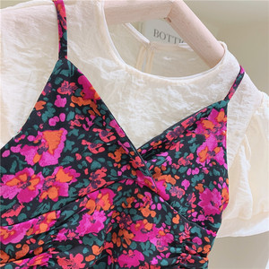 Ensemble été 2021 pour fille, 2 pièces : chemise + robe à volants fleurie, 3-7 ans - Product Image 4