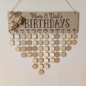 Planche d'anniversaire familiale calendrier en bois mural suspendu Plaque de rappel d'anniversaire avec 100 étiquettes en bois super cadeau pour maman <span class=keywords><strong>grand</strong></span>-mère - Product Image 4