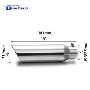 Embout de silencieux d'échappement universel en acier inoxydable de 3 po d'entrée à 4 po de sortie, 15 po de long, avec collier de fixation pour tuyau d'échappement de voiture - Product Image 2