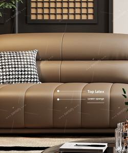 طقم أريكة قطاعية لغرفة المعيشة، مغطاة بالجلد، قابلة للتحويل، تصميم عصري، إطار من الخشب الصلب، مريحة، مناسبة للمدارس - Product Image 5