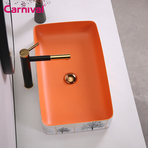 Nessun foro in ceramica di buona qualità rettangolo stampa a colori elegante lavabo in ceramica da <span class=keywords><strong>bagno</strong></span> - Product Image 3