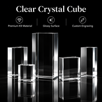 Bloc carré en verre cristal K9 transparent personnalisé avec gravure laser HBL, matériau brut vierge pour cadeaux souvenirs d'entreprise