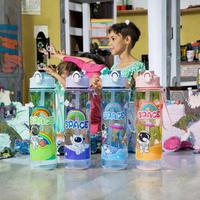 Bouteille d'eau en plastique de 800 ml avec paille, motif dessin animé, pour garçons, avec sangle et couvercle rebondissant, idéale pour la maternelle et l'école primaire, compatible lave-vaisselle