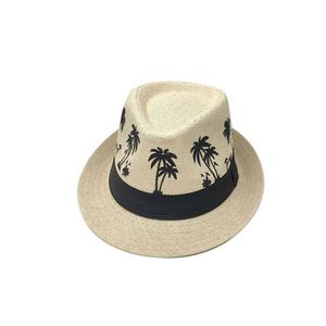 Wholesale Summer Women Weave Straw <b>Hat</b> Wide Brim Mens Fedora <b>Hat</b> with Pattern - Product Image 3