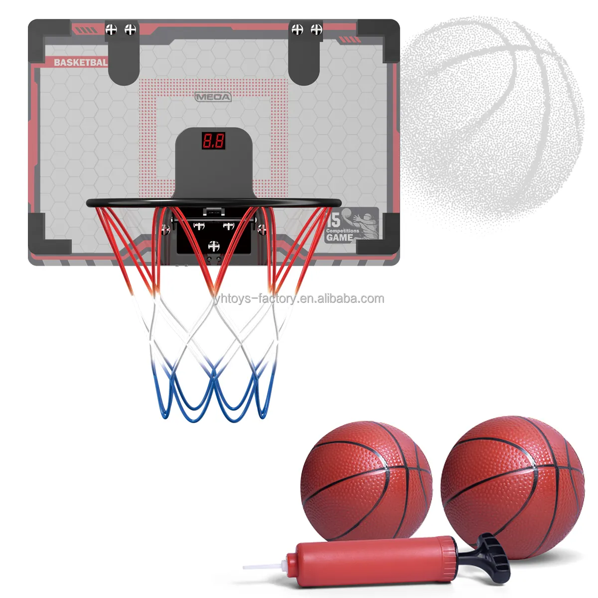 Basket dalam ruangan Hoop kipas backboard untuk remaja dan dewasa pintu ruang basket Hoop Mini Hoop dengan papan skor elektronik