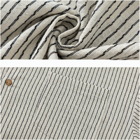 Kemeja Pria Ramah Lingkungan Poliester/Katun Bergaris Vertikal Lengan Panjang Model Longgar Kancing Depan Kasual Streetwear Dua Saku Pribadi