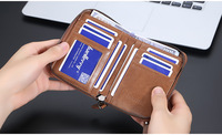 Porte-cartes et porte-monnaie zippé étanche en cuir PU pour homme, style vintage, mince, à trois volets, avec protection RFID, nouvelle collection, vente en gros