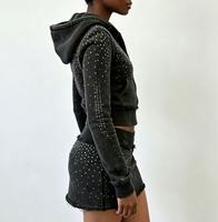 Ensemble crop top à logo en strass Y2k personnalisé, jupe, ensemble vintage déchiré en deux pièces, vêtements pour femmes, mode streetwear