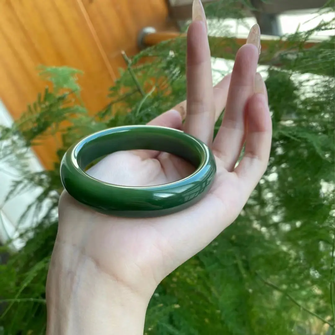 AAA alta qualità pietra preziosa smeraldo verde giada nefrite verde scuro braccialetto di giada per le donne mamma madre regalo