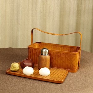 <b>Bamboo</b> Woven Storage Box Rectangle With Lid Handmade For Kitchen Neatening Food <b>Container</b> - Product Image 2