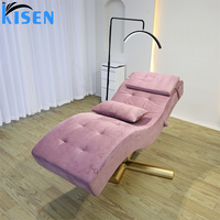 Fauteuil de massage portable Kisen de haute qualité avec base en bois doré, 3 moteurs, commande au pied et éclairage LED pour hôtel et salon