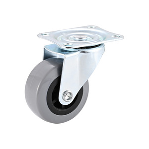Gray Pvc Swivel Caster With Brake 50mm Diameter For Furniture Industrial Use - Product Image 2