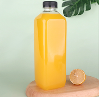 Bouteille de boisson en plastique PET transparente carrée personnalisable de 1000 ml avec couvercle