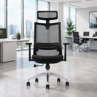 Chaise de bureau exécutive moderne et abordable avec support lombaire, appui-tête, design ergonomique, hauteur réglable, en tissu maillé, pivotante