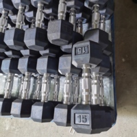 Ensemble d'haltères noirs de 7,5 kg, haltères hexagonaux en caoutchouc, utilisation en salle de sport, haltères hexagonaux en acier à vendre