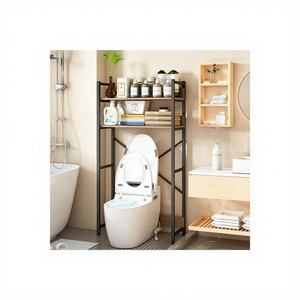 Étagère de rangement double couche scandinave moderne grande capacité 65x150 cm, meuble supérieur en métal pour salle de bain et machine à laver - Product Image 1