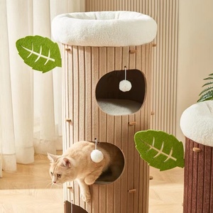 Maison d'arbre à chat multicouche moderne et chaud Planche à gratter pour chat à motif solide Trou intégré pour nid d'escalade pour chat de bureau à domicile - Product Image 6