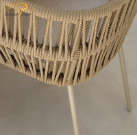 Meubles de patio modernes Tissage en corde d'aluminium Ensemble de salle à manger de jardin Tables et chaises de salle à manger d'extérieur