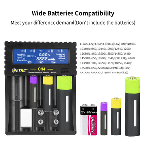 Caricabatterie <span class=keywords><strong>Elettrico</strong></span> CH4 per Batterie 18650 26650 6F22 9V AA AAA 16340 14500 Li-ion Li-Fe Ni-MH Ni-CD Pieghevole OVP DC - Product Image 3