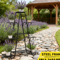 Support de pot de fleurs suspendu en métal pour jardin extérieur, fer forgé, étagère de rangement à 3 niveaux, écologique