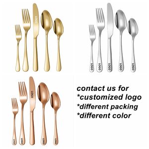 Ensemble de couverts de luxe en or mat Luckygoods pour mariage, cuillères, fourchettes et couteaux, ensemble de couverts en acier inoxydable pour restaurant, hôtel - Product Image 5
