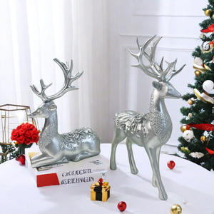 Nouvel Ornement de Noël Chinois en Forme d'Élan pour Meuble TV de Salon et Entrée, Artisanat Créatif Sculpté en Résine Époxy, Cadeaux de Fêtes - Product Image 1