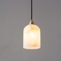 Lampe suspendue de chevet de luxe pour hôtel, luminaire moderne cylindrique en marbre d'albâtre pour villa, restaurant, table à manger