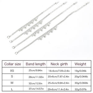 Kerah hewan peliharaan Modern dapat disesuaikan untuk anjing dan kucing dengan liontin mata kuda bertatahkan desain berlian imitasi bergaya Solid - Product Image 4