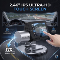 Caméra embarquée 4K double objectif avant et arrière, écran tactile IPS 2,46 pouces, WiFi, GPS, IA, ADAS, BSD, vision nocturne, enregistreur vidéo de voiture