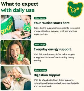 Bonbons gélifiés Gruns pour adultes sans sucre, super-aliments <span class=keywords><strong>verts</strong></span>, vitamines, spiruline, chlorelle, fibres, prébiotiques, santé digestive - Product Image 3